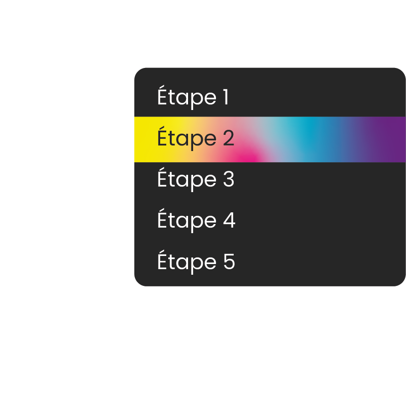 Une fenêtre d'étape est mise en avant pour montrer la progression des utilisateurs.