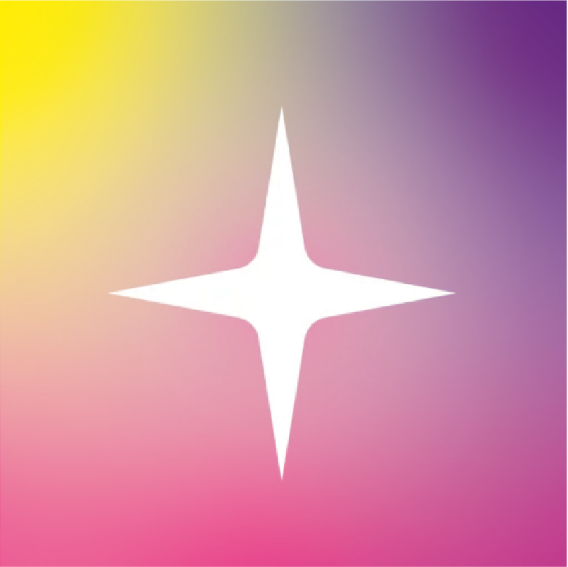 Un dégradé de rose jaune et violet en arrière plan et une étoile pour montrer l'étincelant de l'optimisation de son profil.
